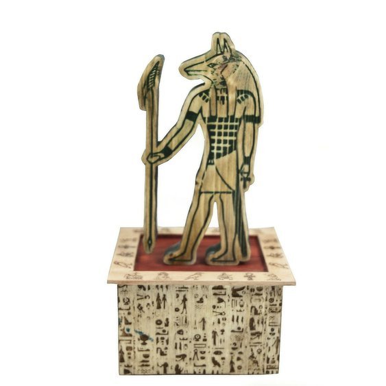 Dřevěná soška, bůh Anubis