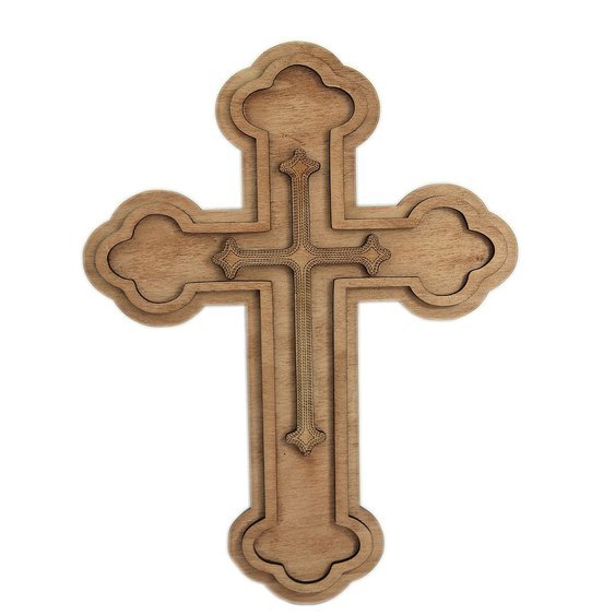 Dřevěná dekorace na stěnu, Křesťanský Kříž nr. 01