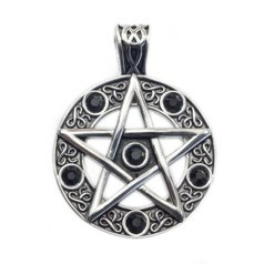 Přívěsek z chirurgické oceli Pentagram se zirkony