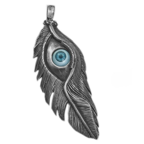 1.  Mystické šperky. Přívěsek z chirurgické oceli Ptačí křídlo Oko Nazar