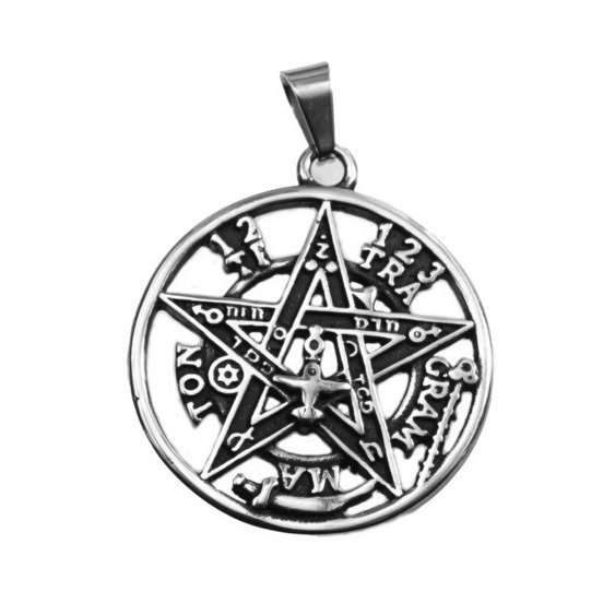 Amulet z chirurgické oceli Pentagram Tetragrammaton