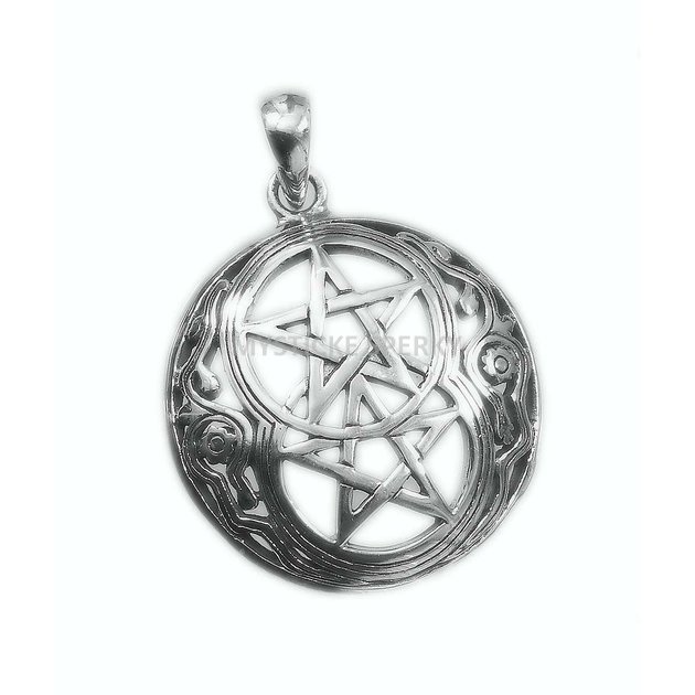 1. Mystické šperky. stříbrný přívěsek Dvojitý Pentagram.