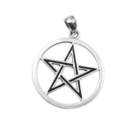 1. Mystické šperky. Stříbrný ochranný amulet, přívěsek Pentagram no. 012