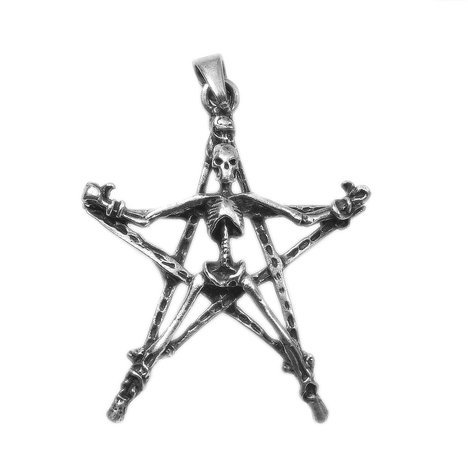 1. Mystické šperky. Stříbrný přívěsek Pentagram s kostrou - Agrippuv Pentagram