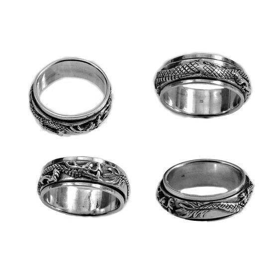 1. Stříbrný kroužkový pánský prsten Čínský Drak