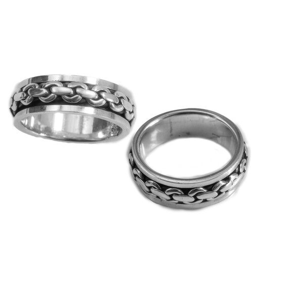 Stříbrný kroužkový prsten nr. 08.  Řetěz