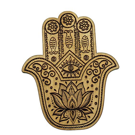 Dřevěný přívěsek, amulet Ruka Fatimy Hamsa