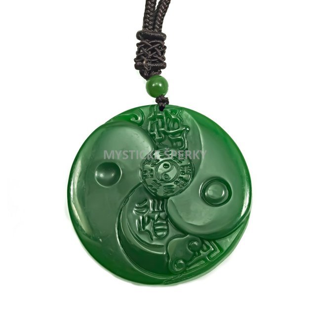 Přívěsek Jin Jang, přírodní drahokam Jadeit