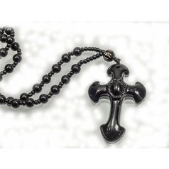 Přívěsek z přírodního Obsidiánu - Kříž
