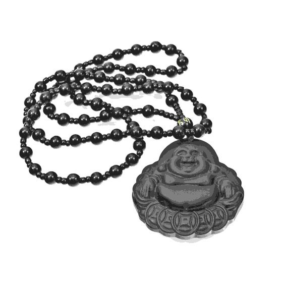 Amulet z Obsidiánu motiv Buddhy