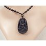 Amulet z přírodního 6. Obsidiánu , Buddha Amitabha
