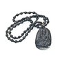 Amulet z přírodního 2. Obsidiánu , Buddha Amitabha