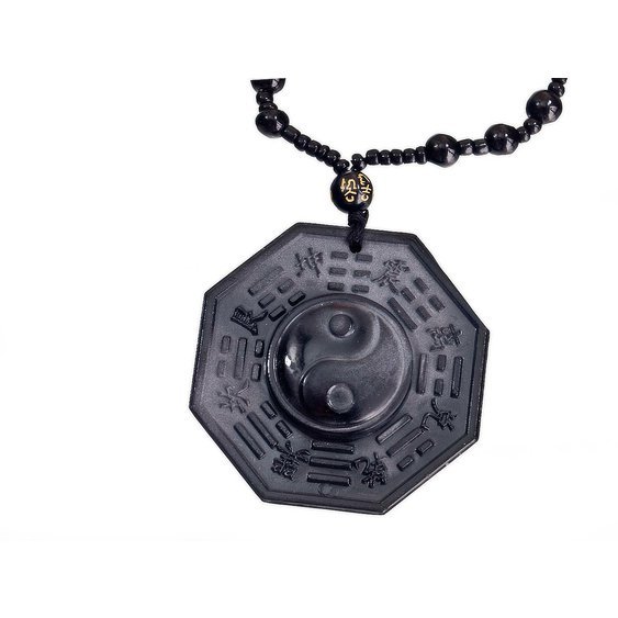 1. Přívěsek z přírodního kamene, Obsidián symbol Jing Jang