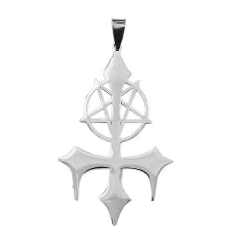 Přívěsek z nerezové oceli Obrácený kříž a Pentagram