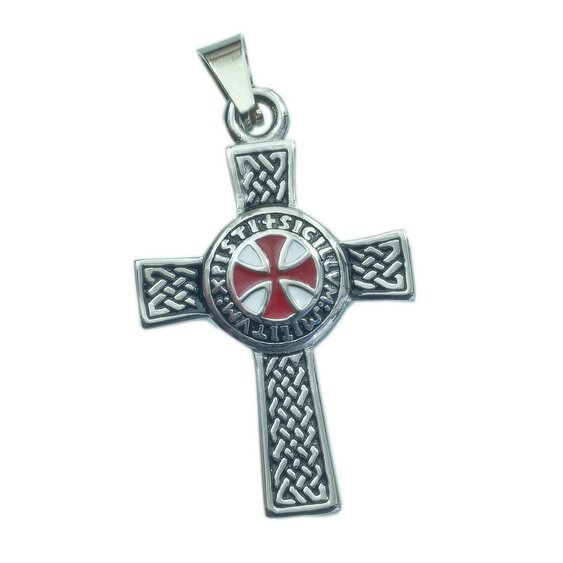 1. Mystické šperky. Přívěsek z chirurgické oceli,  Templářský kříž