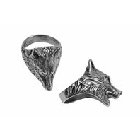 Ocelový prsten Hlava Vlka