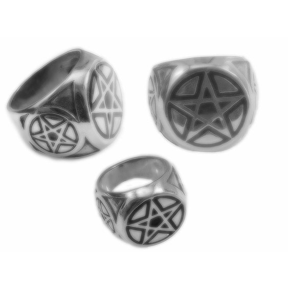 Prsten z chirurgické oceli Pentagram II.