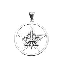 Stříbrný přívěsek Pentagram a Fleur de Lis