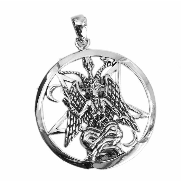 Stříbrný přívěsek, autorský šperk Pentagram Bafomet