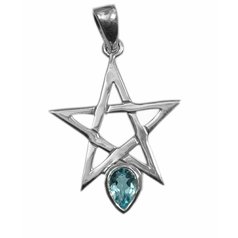 Stříbrný přívěsek Pentagram s drahokamem Topaz