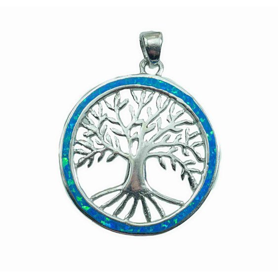 Stříbrný přívěsek s modrým Opálem Strom života